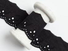 Spitze Broderie Baumwolle ca. 42mm - Blätterzweige - schwarz