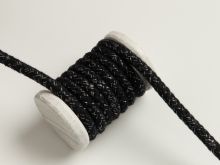 Baumwoll Kordel / Hoodie-Band mit Glitzer Ø 10 mm - schwarz