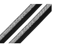 Falzgummi Gummiband weich mit Glitzer ca. 17 mm breit - schwarz/silberfarben