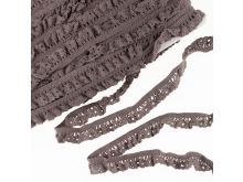 Elastisches Gummiband mit Baumwollspitzenborde 19 mm - Lochmuster - taupe