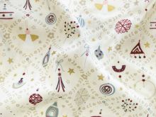 Webware Popeline Baumwolle mit Foliendruck - Weihnachtsschmuck - wollweiß