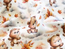 Jackenstoff mit Fleece - Innenseite Digitaldruck - süße Bärchen - beige