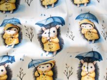 Jackenstoff mit Fleece - Innenseite Digitaldruck - süße Igel - hellblau