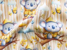 Jackenstoff mit Fleece - Innenseite Digitaldruck - süße Koalas - beige