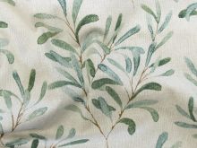 Nahaufnahme von einem Half Panama Stoff mit Mistelzweigen, in der Farbe beige