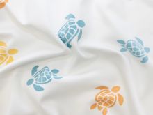 Nahaufnahme von Jersey Digitaldruck - Schildkröten - wollweiß