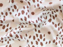 Nahaufnahme von Jersey Digitaldruck - Blümchen und Punkte - wollweiß