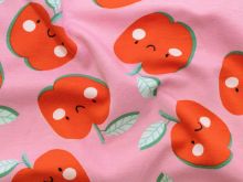 Nahaufnahme von Jersey Digitaldruck - kleine Tulpen - weiß