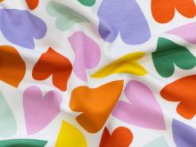 Jersey Digitaldruck - bunte Herzen - wollweiß