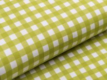 Jersey Avalana - Vichy-Karo 1 x 1 cm - weiß/olivgrün