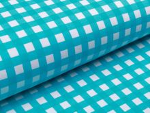 Jersey Avalana - Vichy-Karo 1 x 1 cm - weiß/türkis