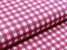 Jersey Avalana - Vichy-Karo 1 x 1 cm - weiß/beere