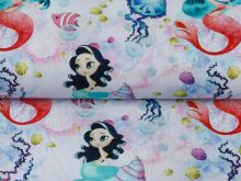 Webware Popeline Digitaldruck Snoozy Meerjungfrauen - entzückende Meerjungfrauen - bunt