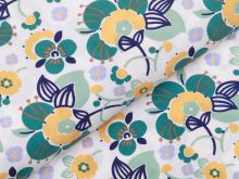 Webware Viskose - Blütenmeer - weiß/grün