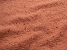 Musselin Baumwolle Double Gauze Broderie - Lochstickerei - kleine Ranken - helles ziegelrot