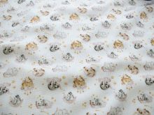 Jersey Waffel Digitaldruck - verträumte Freunde - weiß - rosa