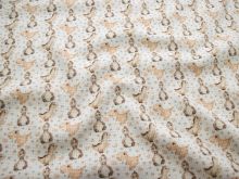 Jersey Waffel Digitaldruck - Dinos - weiß - braun