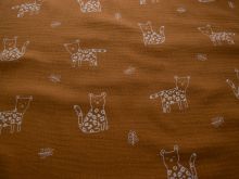  Musselin Baumwolle - niedlicher Leopard - rostorange