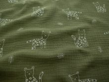  Musselin Baumwolle - niedliche Leoparden - tannengrün