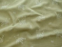  Musselin Baumwolle - niedliche Leoparden - olivgrün