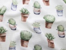 Musselin Baumwolle Double Gauze Swafing Thea - Blumentöpfe - weiß