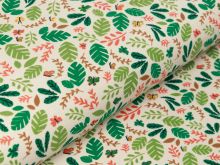 Jersey - Blätter und Schmetterlinge - cremweiß