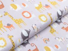 Webware Baumwolle Popeline by Poppy - verschiedene Zootiere - grau