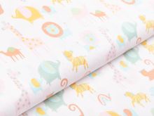 Webware Baumwolle Popeline by Poppy - verschiedene Zootiere - wollweiß