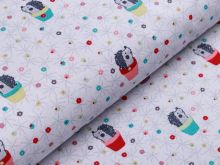 Webware Baumwolle Patchwork - Igel - helles grau