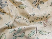 Dekostoff Half-Panama Leinenoptik – Zweige – Sand