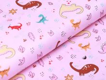 Twill Baumwolle - kleine und große Dinos - rosa