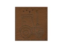 Applikationen/Label aus ökologischem Kunstleder ca. 28 mm x 30 mm - Traktor - braun 