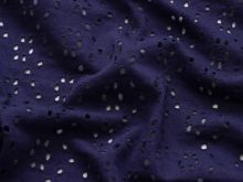 Jersey Strickstoff mit Lochstickerei Embroidery - Blumenmuster - lila