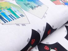 Webware Baumwolle Digitaldruck PANEL ca. 60 x 145 cm für Behelfsmasken - 12 verschiedene Motive - weiß