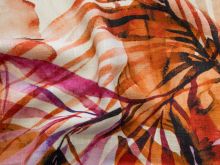 Webware Viskose Leinen - Tropische Blätter  - creme