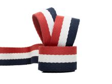 Gurtband ca. 38 mm - Streifen - rot - weiß - dunkelblau