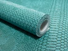 Struktur Kunstleder Coupon ca. 50 cm x 70 cm - Reptiloptik - türkis