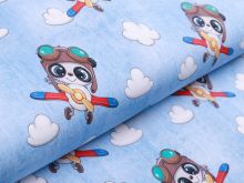 Jersey in Jeansoptik - Pilotenpanda - helles blau