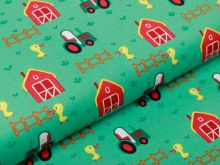 Webware Baumwolle Popeline - Bauernhof - grün