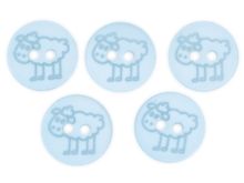  Kinderknöpfe 5 Stück / 15mm - Schaf - blau