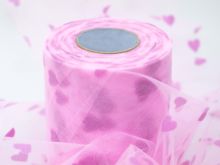 Tüllband ca. 95mm breit - Herzen - rosa