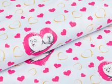 Webware Baumwolle DreamWorks - Pets - Hund Gidget mit Herzen - helles blau