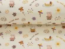 Webware Baumwolle Popeline Digitaldruck Peppa Pig -  No bade days - creme