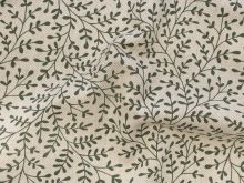 Nahaufnahme von einem Half Panama Dekostoff mit kleinen Zweigen , in der Farbe beige