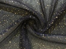 Mesh dehnbar mit goldenen Flecken - schwarz mit silberglitzer