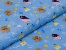 Webware Baumwolle Popeline Digitaldruck Peppa Pig - Peppa auf Schatzsuche - blau