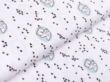 Webware Popeline Baumwolle - Origami Bären - weiß/mint