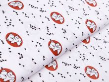 Webware Popeline Baumwolle - Origami Bären - weiß/rost