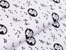Webware Popeline Baumwolle - Origami Bären - weiß/schwarz