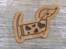 Jessy Sewing Kunstleder Label "Dackel" - braun